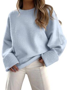 🆕 Women's Oversized Sweaters Long Sleeve Fuzzy Knit Casual Chunky Pullover